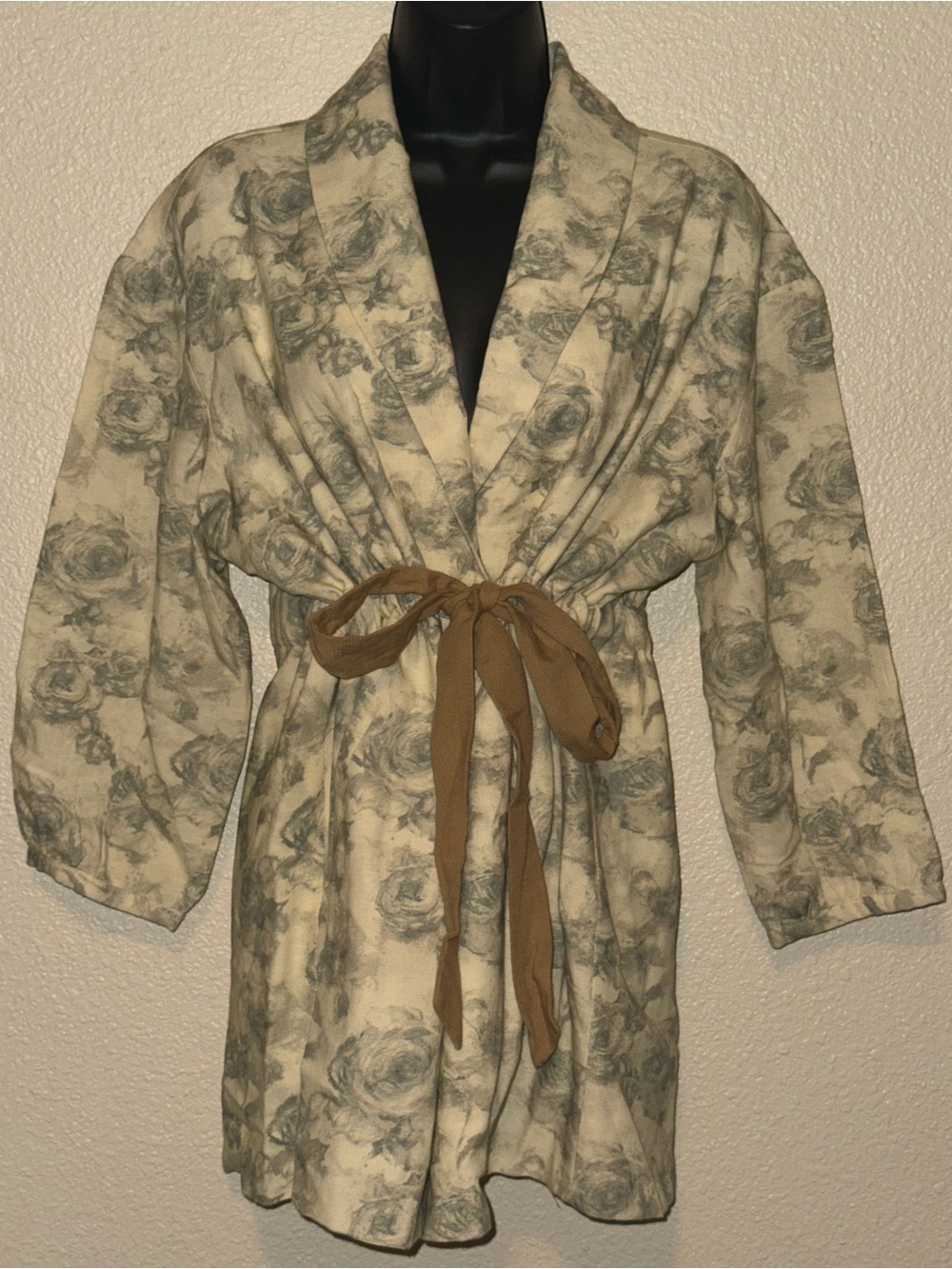 CORD Studio Vintage Floral Linen Cotton Tie Wrap Shacket Jacket One Size F/S